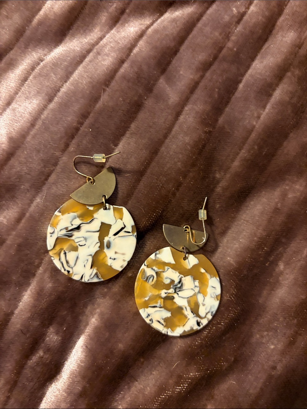 Stylish Mustard Marble Drop Earrings - Women Jewelry